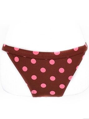 NEW Hobie Chocolate Brown & Barbie Pink Polka Dot Full Coverage Bikini Bottoms M